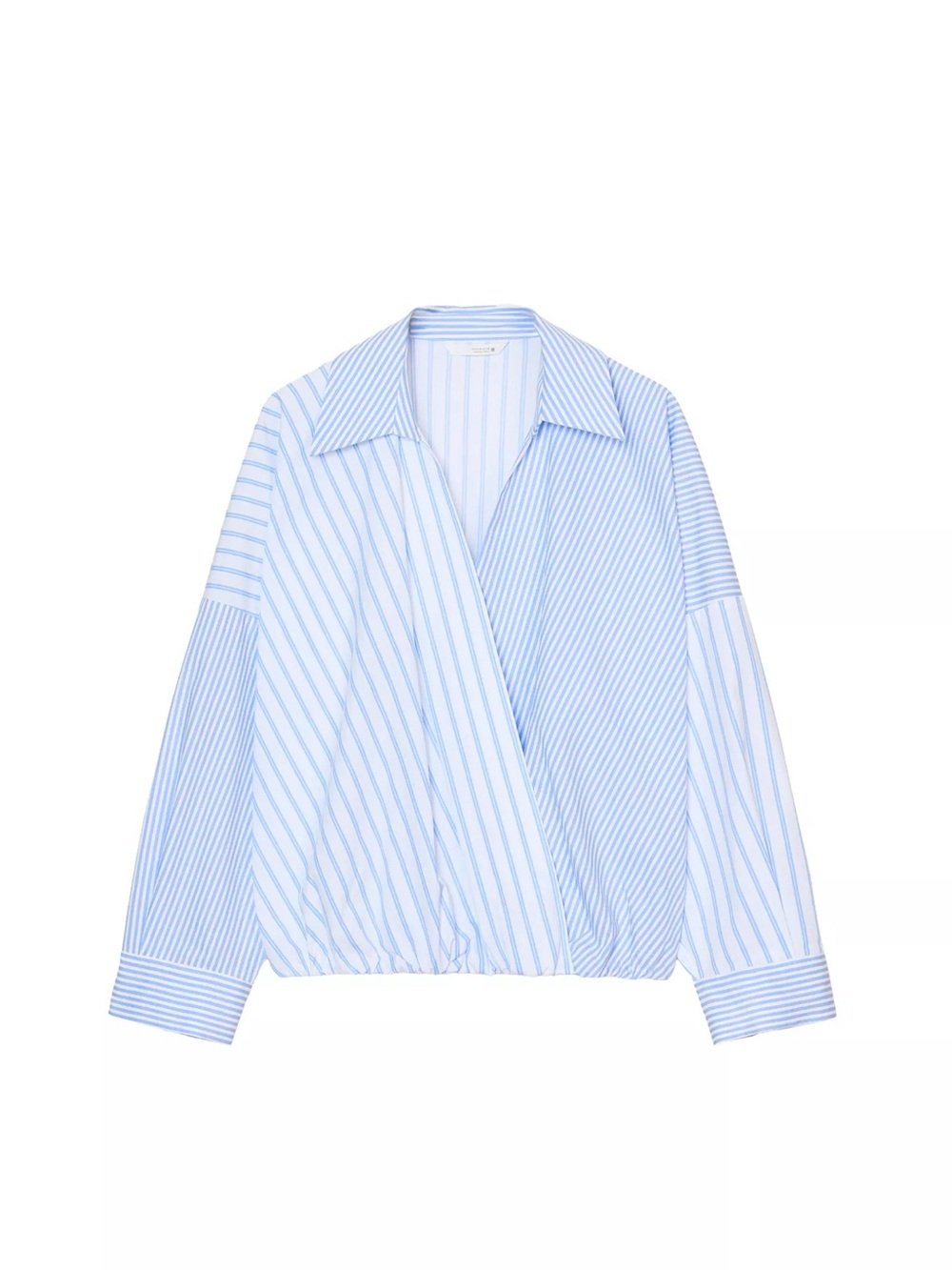 Zara patchwork striped poplin shirt
